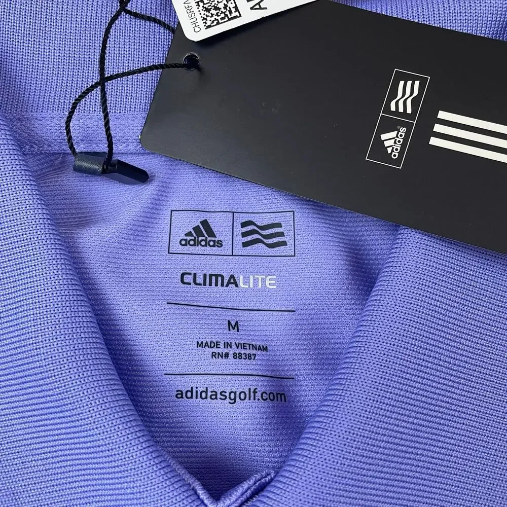 Adidas Golf Climalite Polo Shirt Men M Lavender Performance Moisture Wicking NWT